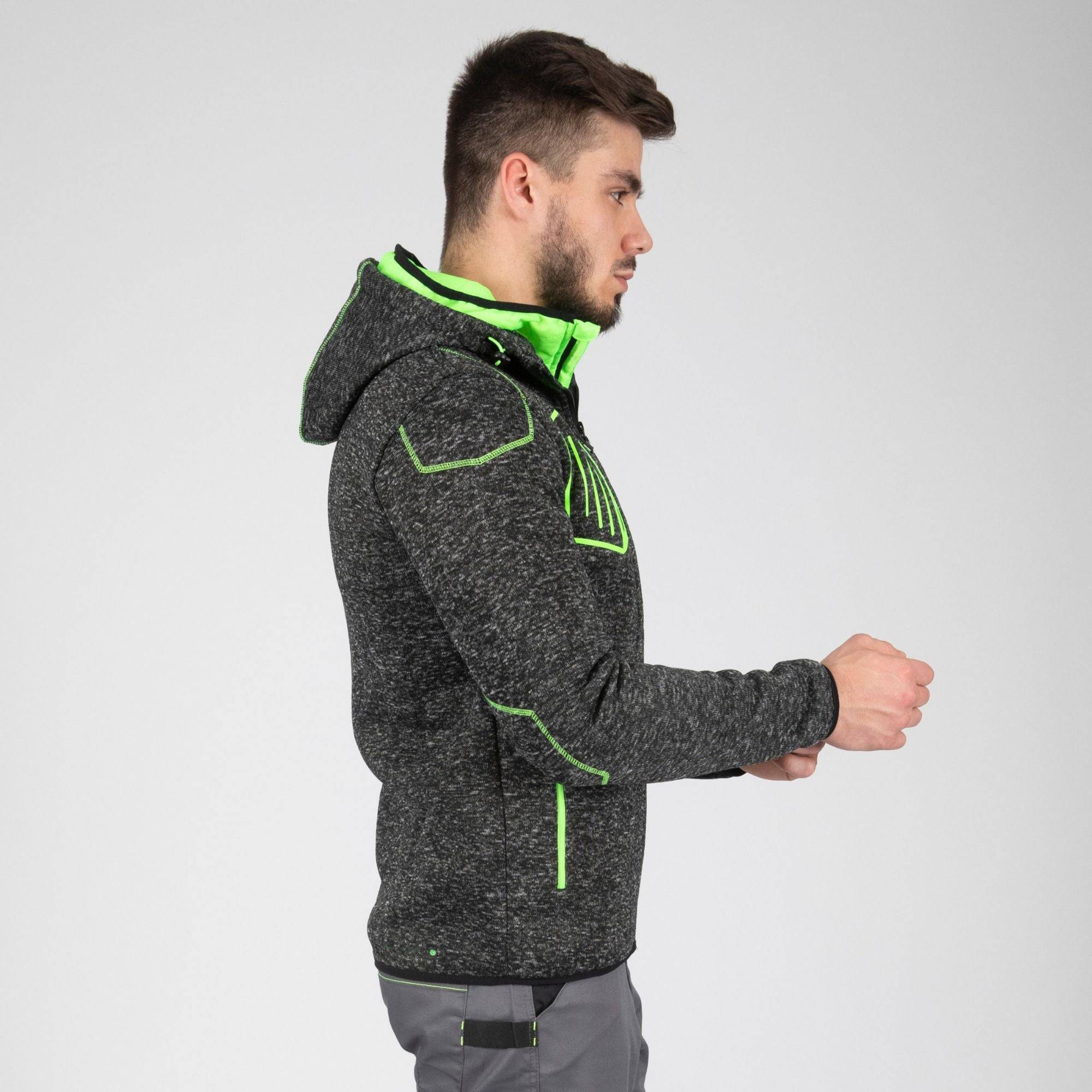 North Ways - taille m - lynx - gilet de travail - 1398 noir chiné , vert fluo - Image 4
