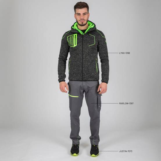 North Ways - taille m - lynx - gilet de travail - 1398 noir chiné , vert fluo - Image 2