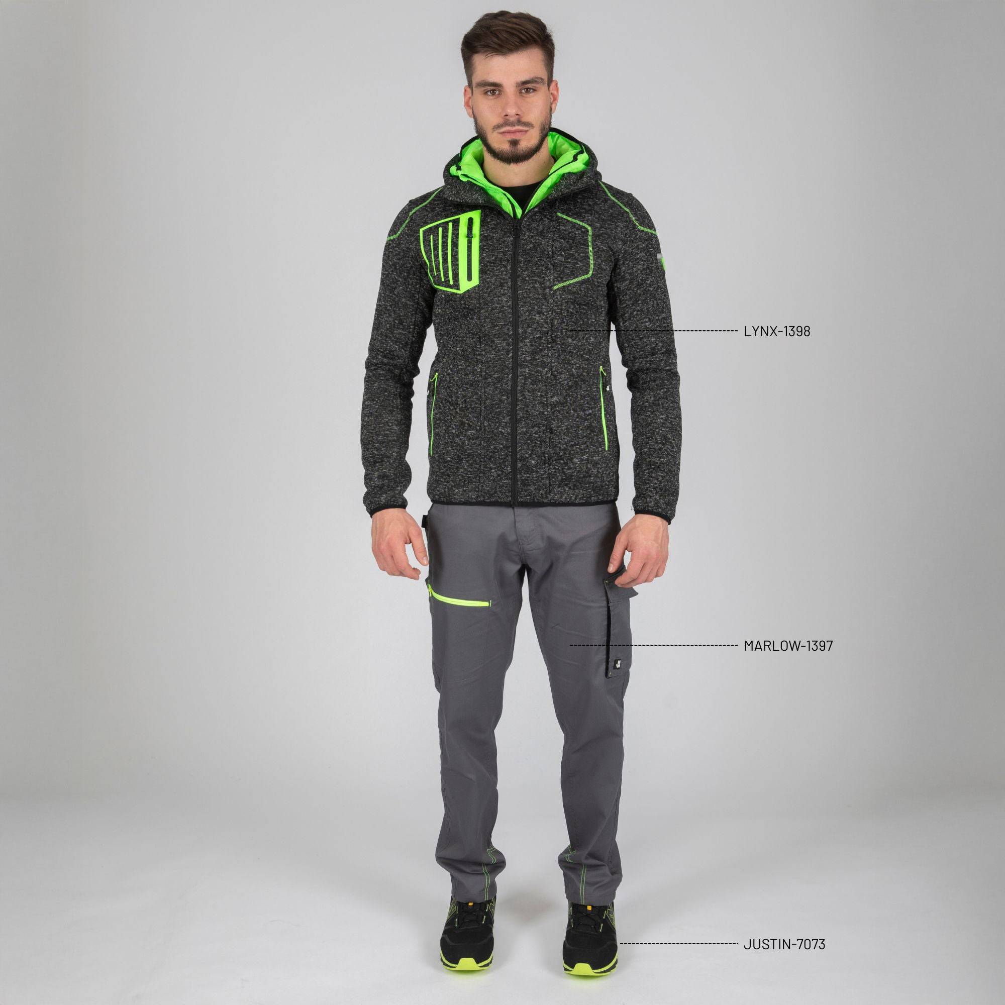 North Ways - taille m - lynx - gilet de travail - 1398 noir chiné , vert fluo - Image 2