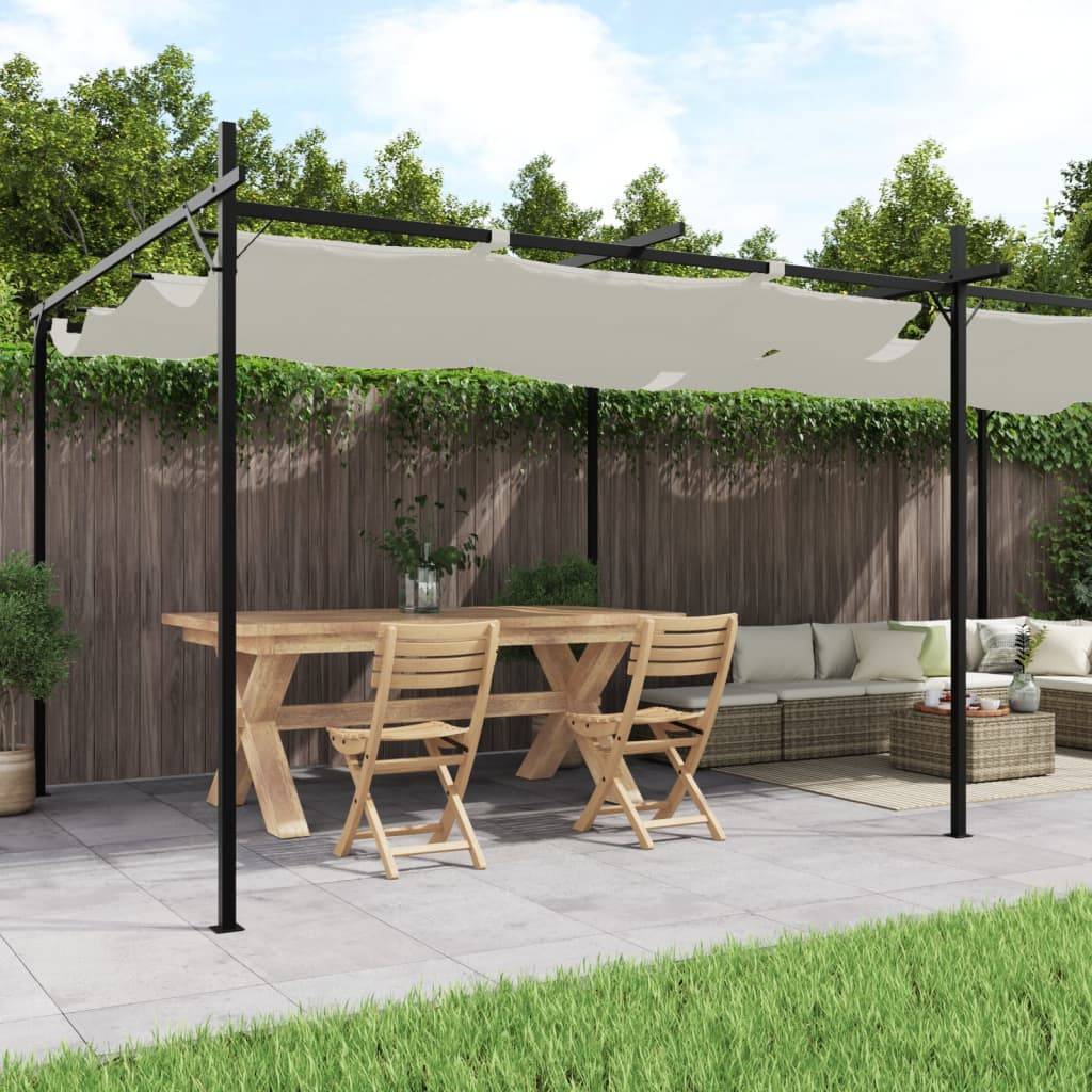 ComfortXL - Très Grande Pergola Aluminium Toile Rétractable Protection Solaire pour Jardin Crème 589x292 cm – ComfortXL Outdoor Living - Image 1