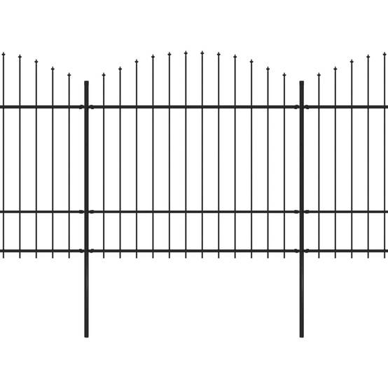 Grillage de jardin - Clôture de jardin à dessus en lance Acier (1,5-1,75)x3,4 m Noir - Image 1