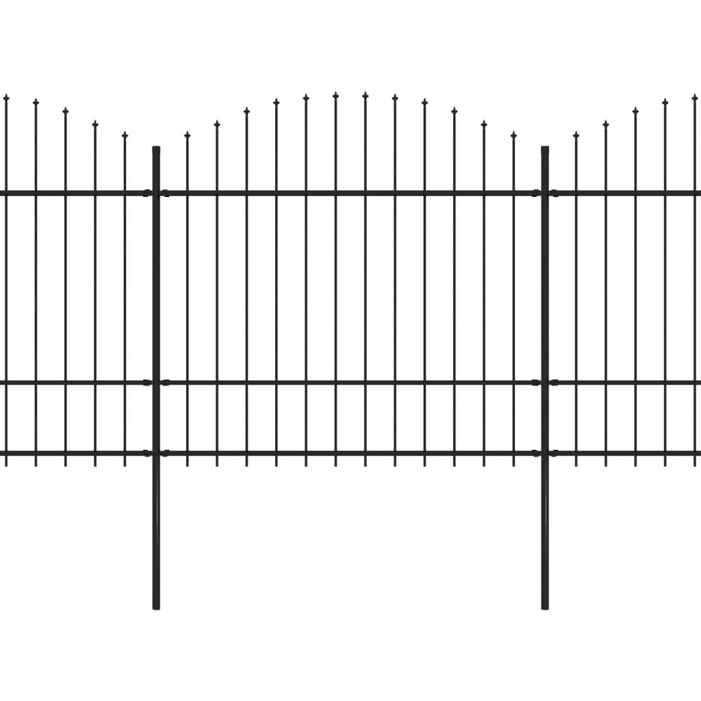 Grillage de jardin - Clôture de jardin à dessus en lance Acier (1,5-1,75)x3,4 m Noir - Image 1