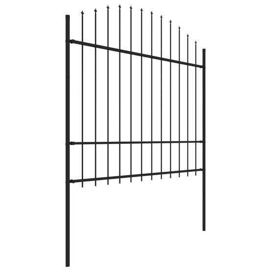 Grillage de jardin - Clôture de jardin à dessus en lance Acier (1,5-1,75)x3,4 m Noir - Image 3