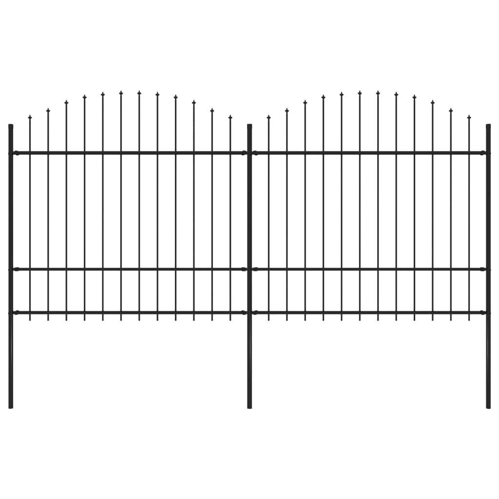 Grillage de jardin - Clôture de jardin à dessus en lance Acier (1,5-1,75)x3,4 m Noir - Image 2