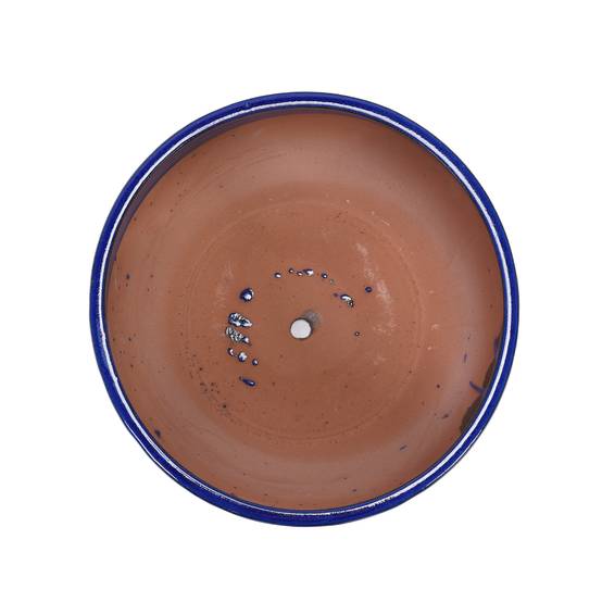 Lot de 3 Pots de Fleurs en Céramique Intérieur Extérieur Texturé Bleu Cobalt - ComfortXL Outdoor Living - Image 8