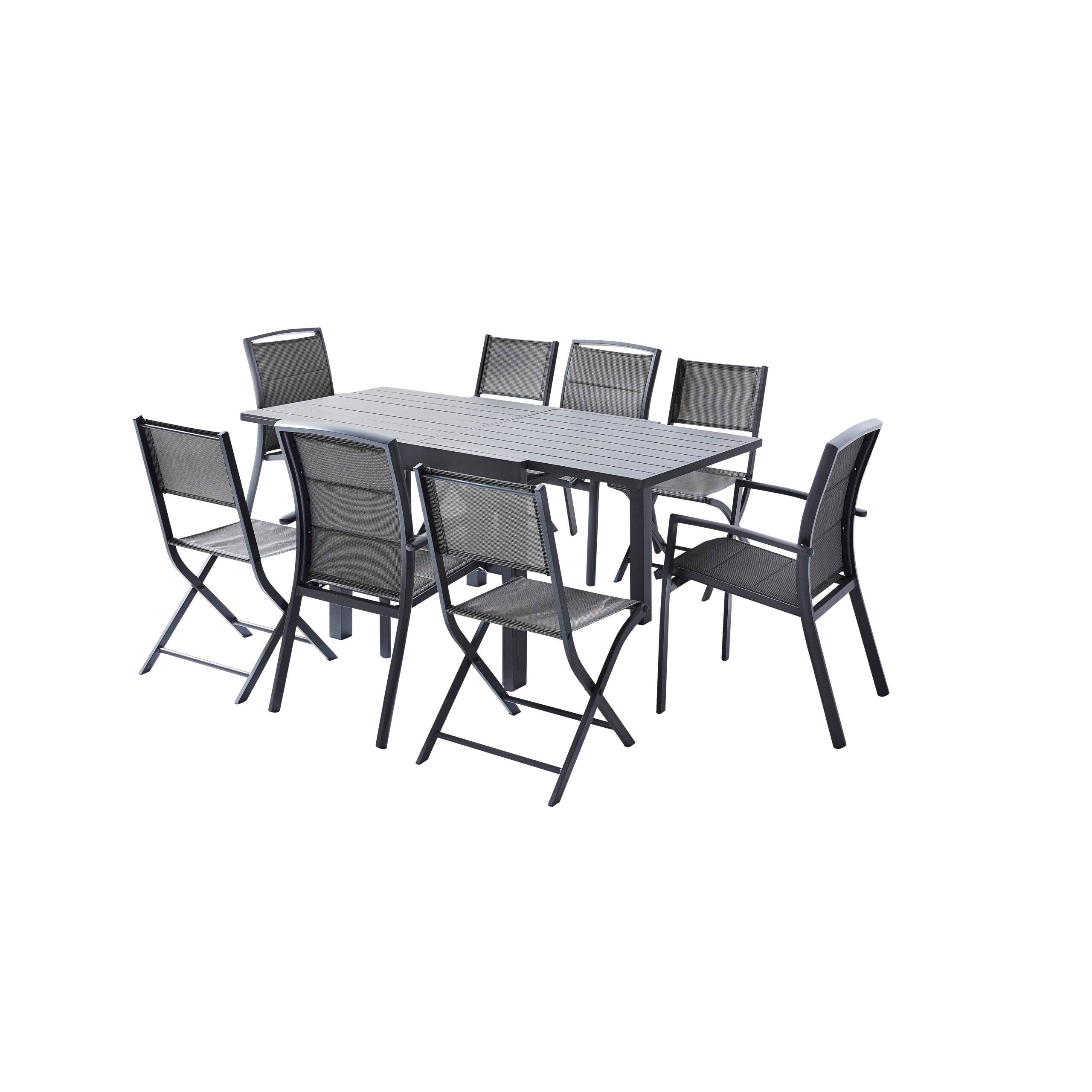Wilsa Garden - Ensemble MODULO 4/8p en aluminium, 4 fauteuils et 4 chaises pliantes en aluminium et textilène - Image 1