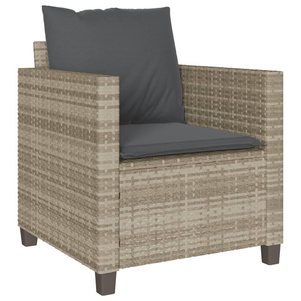 Ensemble de bistro 3 pcs | Mobilier d'extérieur et coussins gris clair résine tressée Maison Chic - Image 4