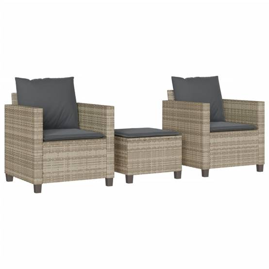Ensemble de bistro 3 pcs | Mobilier d'extérieur et coussins gris clair résine tressée Maison Chic - Image 1