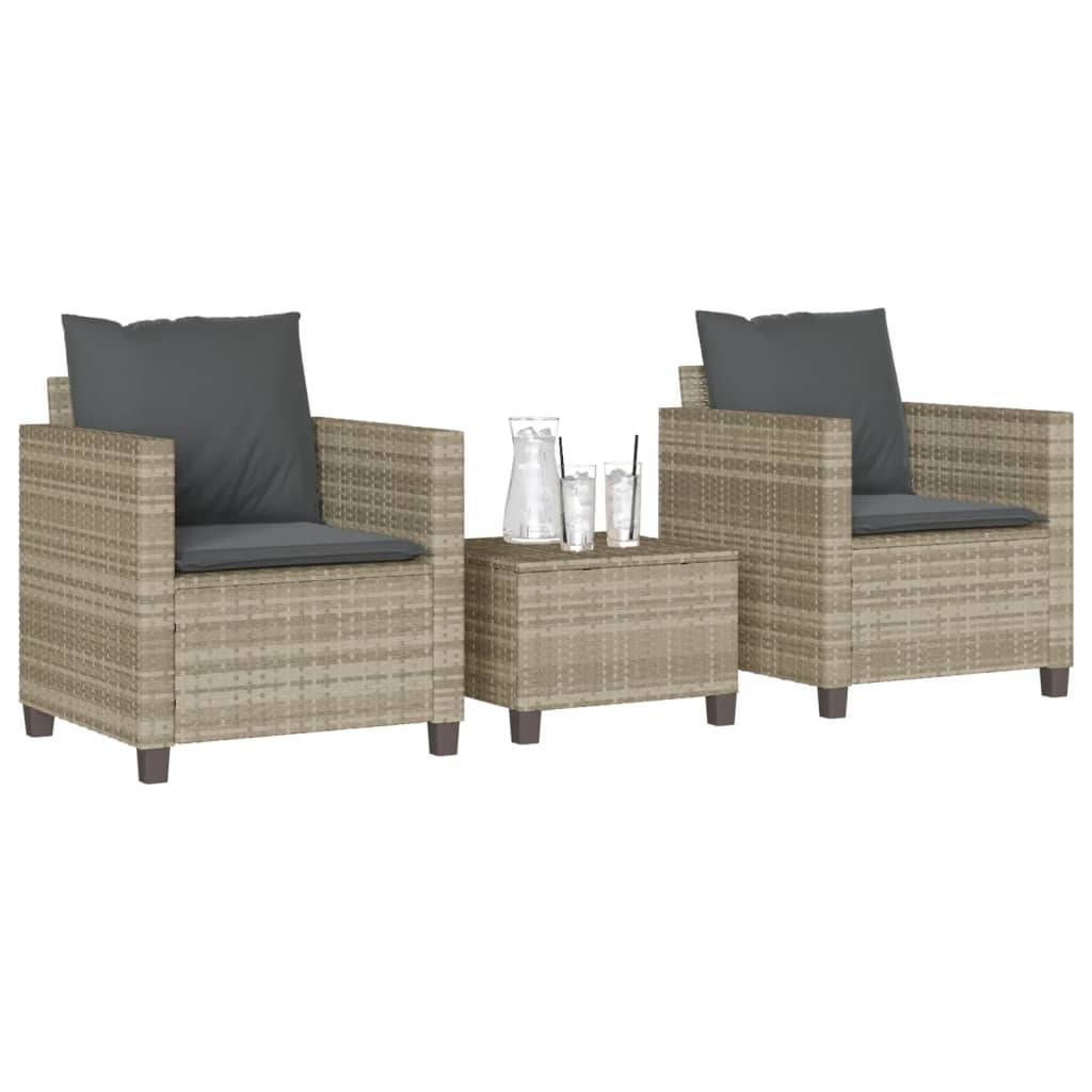 Ensemble de bistro 3 pcs | Mobilier d'extérieur et coussins gris clair résine tressée Maison Chic - Image 2