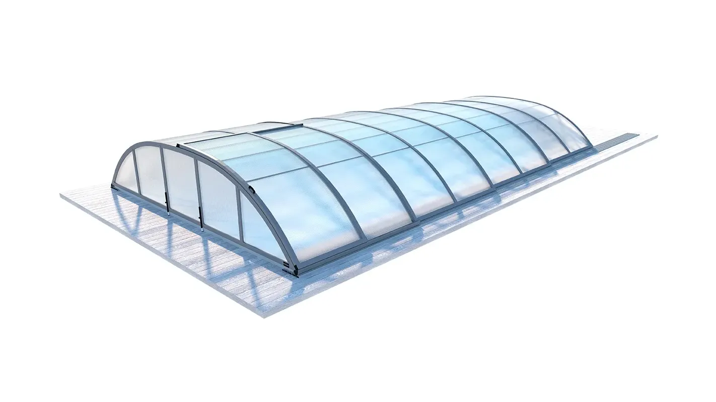 Altanka - Abri de piscine Horizon - 8,61x4,20 m - polycarbonate alvéolaire 8 mm - Couleur Ral7037 Gris  - ECO209 - Image 1