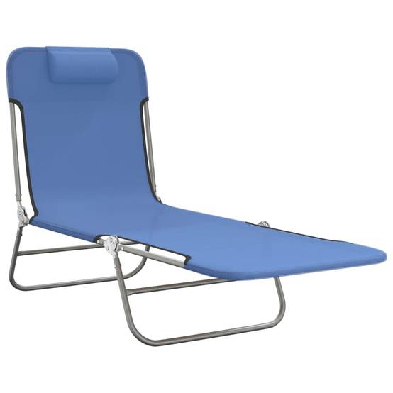 Maison Chic - Lot de 2 Bain de soleil pliables - Transats - Chaises longues bleu textilène et acier - MEUBLE PRO - Image 3