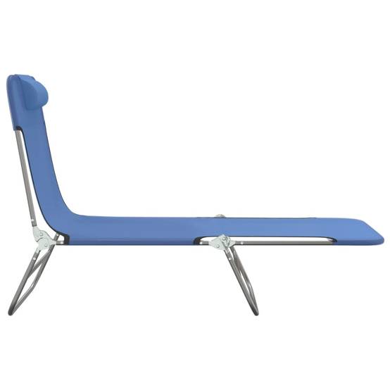 Maison Chic - Lot de 2 Bain de soleil pliables - Transats - Chaises longues bleu textilène et acier - MEUBLE PRO - Image 5