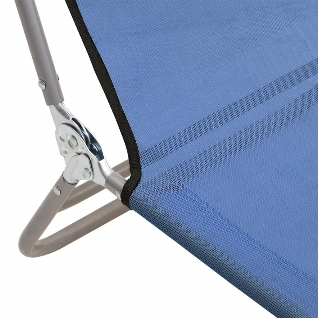 Maison Chic - Lot de 2 Bain de soleil pliables - Transats - Chaises longues bleu textilène et acier - MEUBLE PRO - Image 10