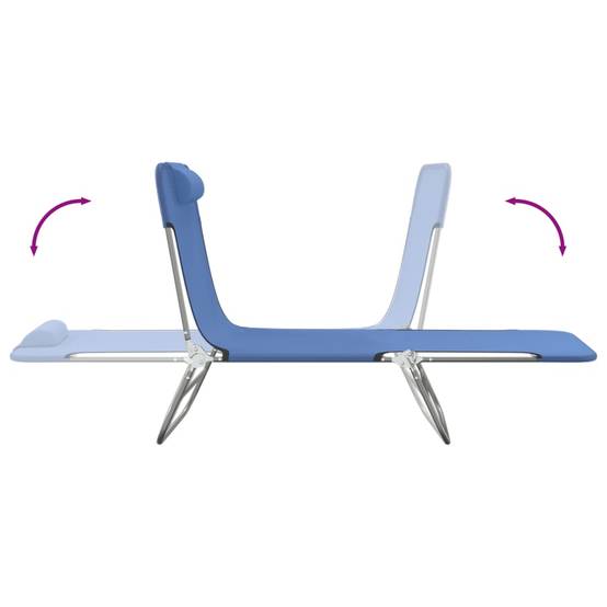 Maison Chic - Lot de 2 Bain de soleil pliables - Transats - Chaises longues bleu textilène et acier - MEUBLE PRO - Image 7
