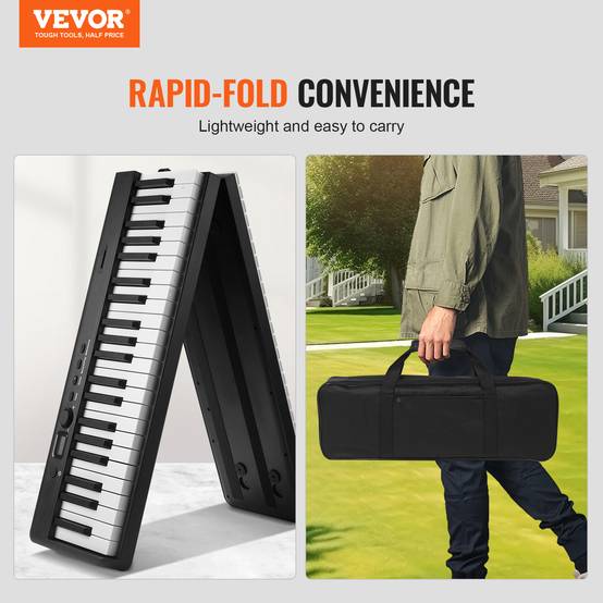 VEVOR Clavier Piano Pliable 88 Touches, Bluetooth/MIDI, Portable, Touches Sensibles, Rechargeable. - Image 2