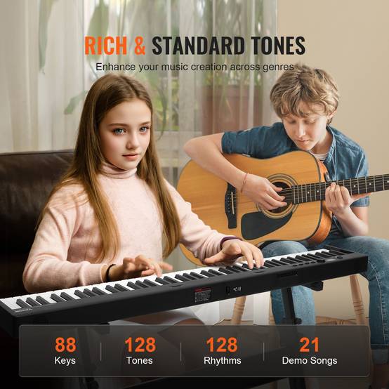 VEVOR Clavier Piano Pliable 88 Touches, Bluetooth/MIDI, Portable, Touches Sensibles, Rechargeable. - Image 3