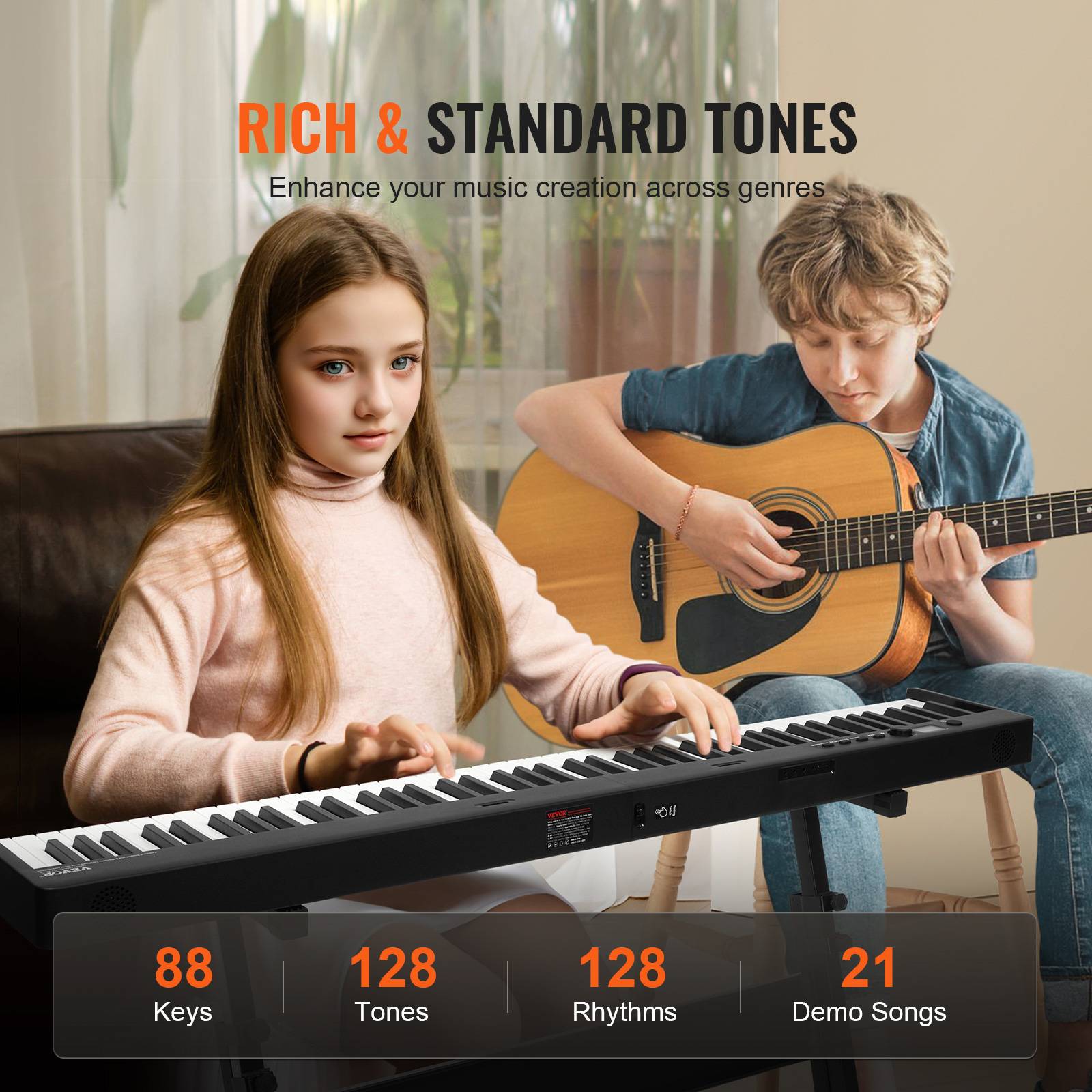 VEVOR Clavier Piano Pliable 88 Touches, Bluetooth/MIDI, Portable, Touches Sensibles, Rechargeable. - Image 3