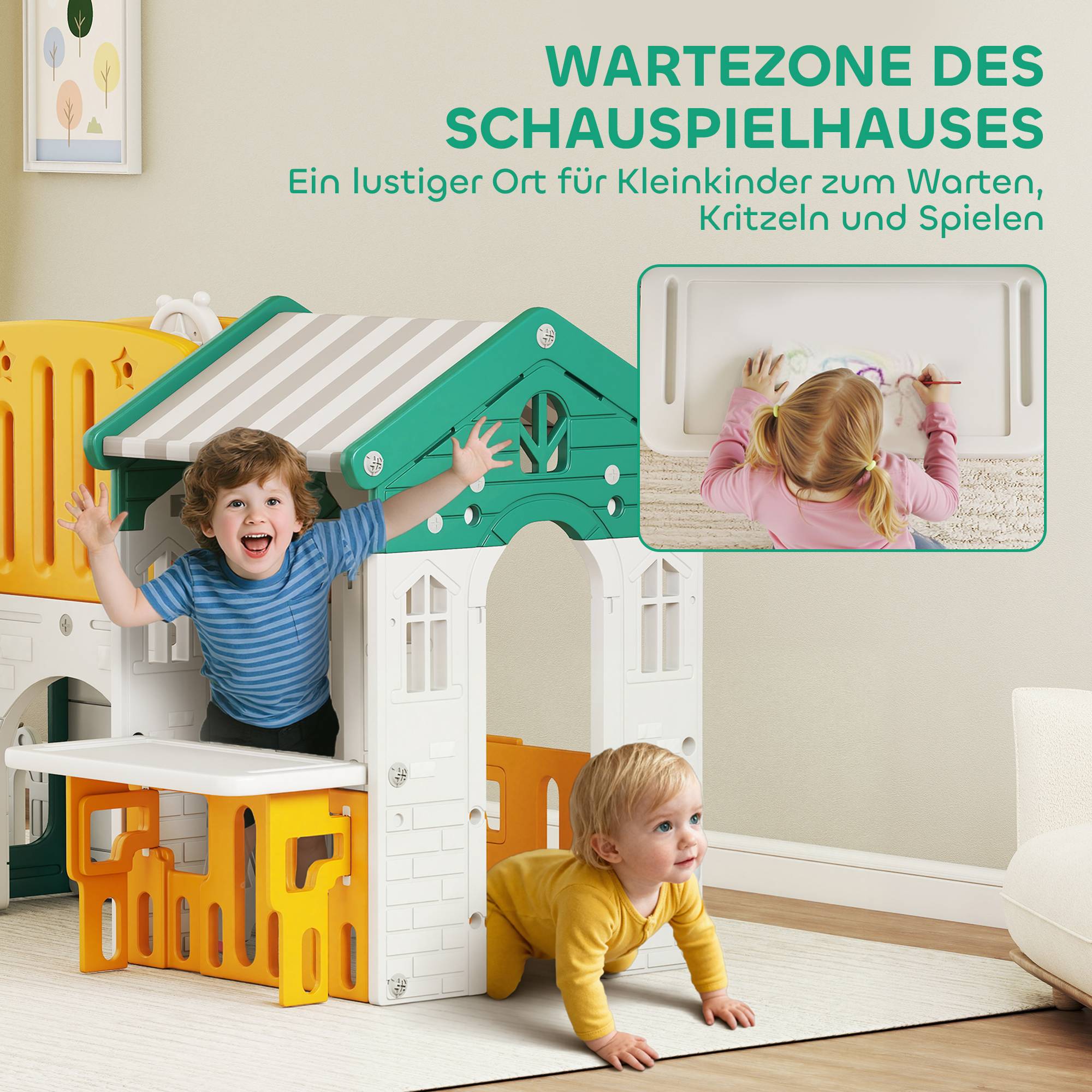 Toboggan 7 en 1 pour enfants, aire de jeux intérieure, structure d'escalade, cabane, tableau noir, panier de basket, 1 à 4 ans, plastique - Image 8