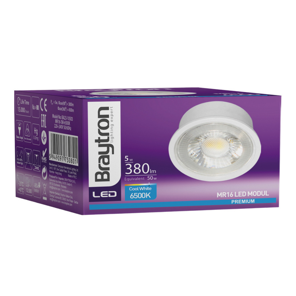 Lot de 10 Modules LED 5W pour spots encastrables GU10, MR16, 6500K, 380lm, 38° - Image 8