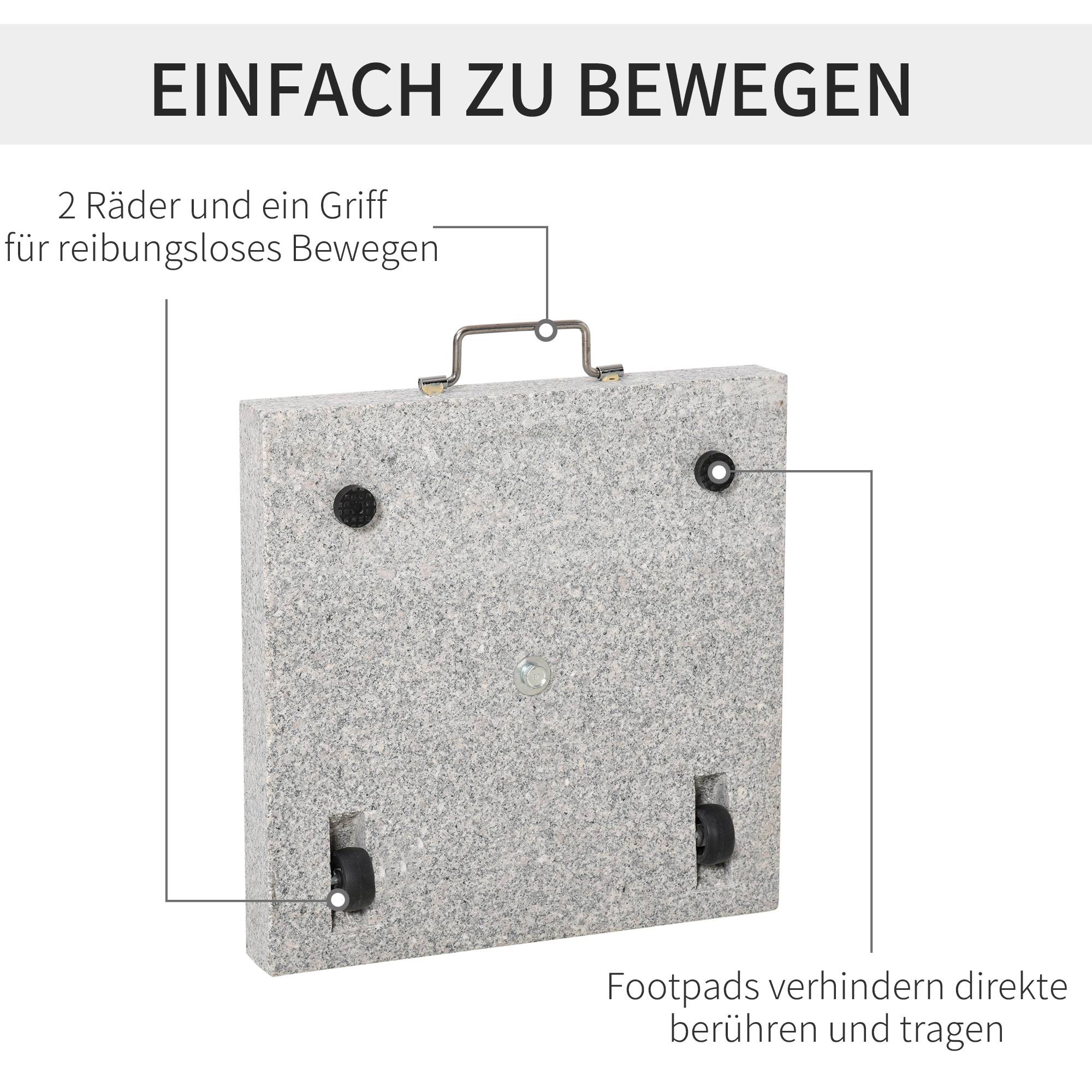 Demi-pied de parasol marbre inox balcon terrasse maintien robuste avec poignée 40x40x36cm gris - ComfortXL Outdoor Living - Image 7
