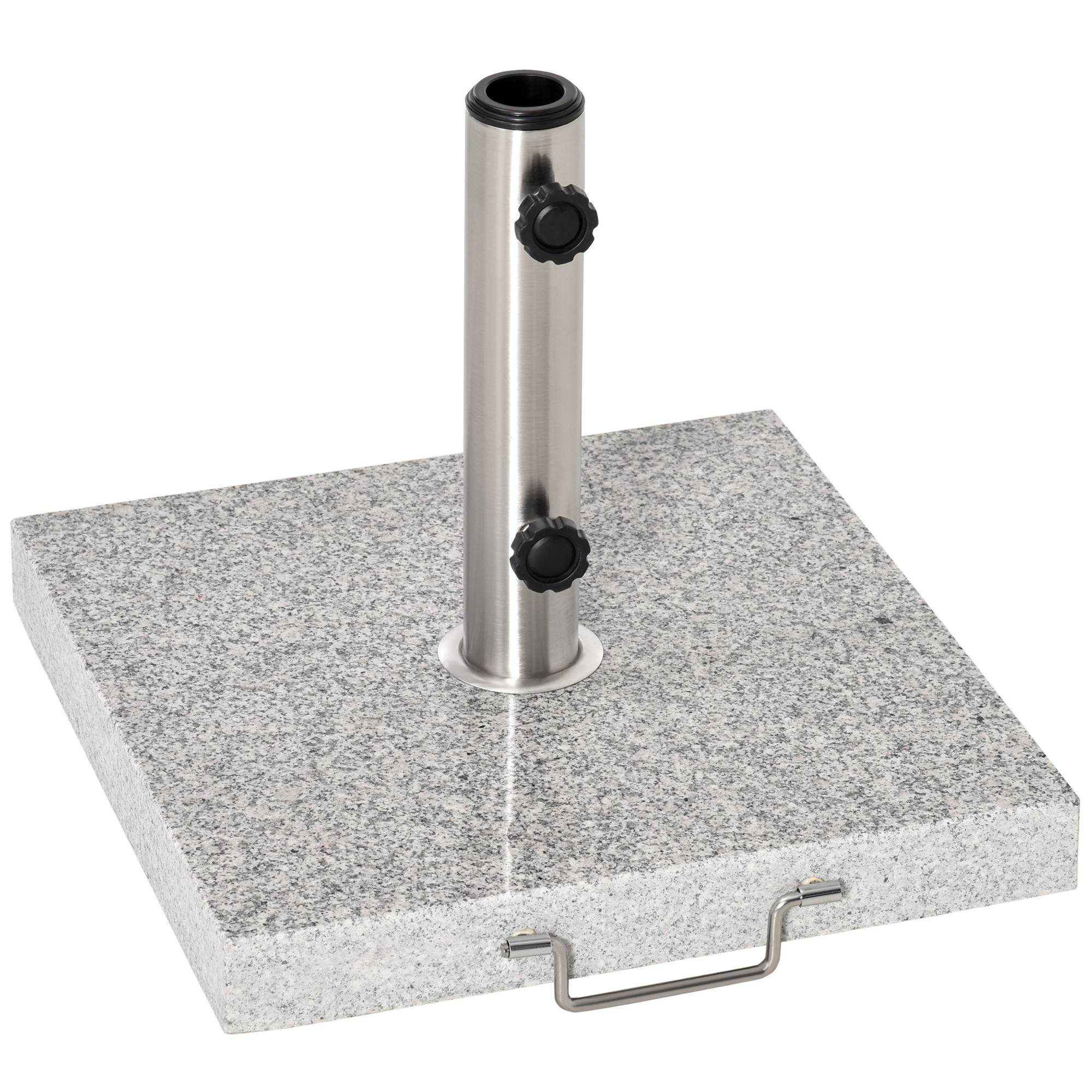 Demi-pied de parasol marbre inox balcon terrasse maintien robuste avec poignée 40x40x36cm gris - ComfortXL Outdoor Living - Image 1