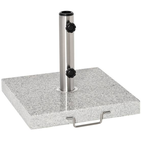 Demi-pied de parasol marbre inox balcon terrasse maintien robuste avec poignée 40x40x36cm gris - ComfortXL Outdoor Living - Image 2