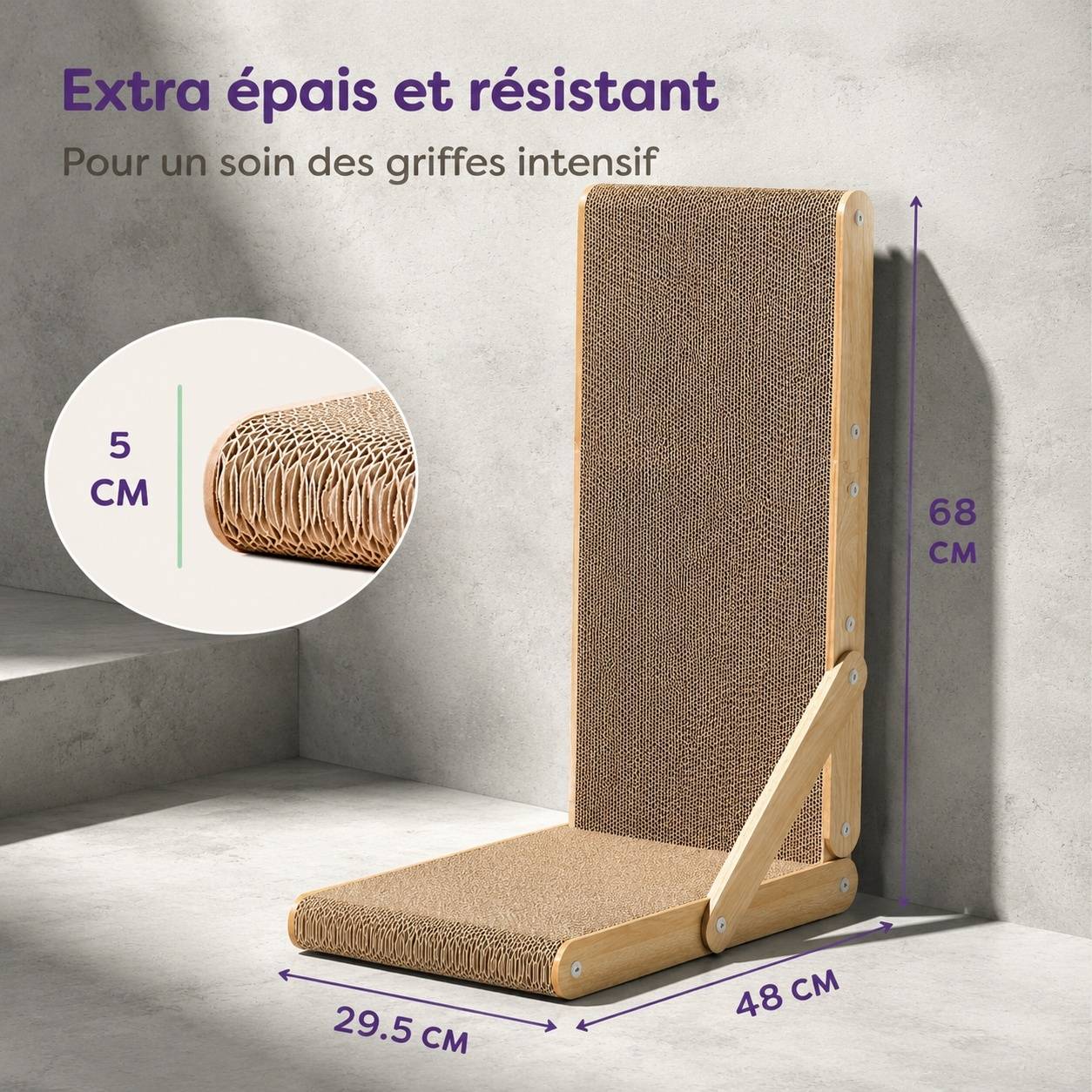 Grattoir pour Chat Carton Double Face Protection des Griffes Poussière Faible - Image 3
