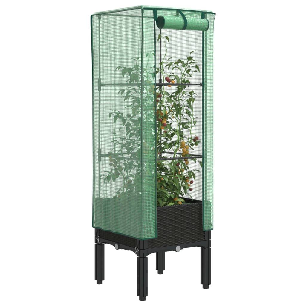 Serre Verticale Compacte pour Plants de Tomates avec Housse Zippée et Cadre Fer Robuste Noir 40x140 cm – ComfortXL Outdoor Living - Image 1