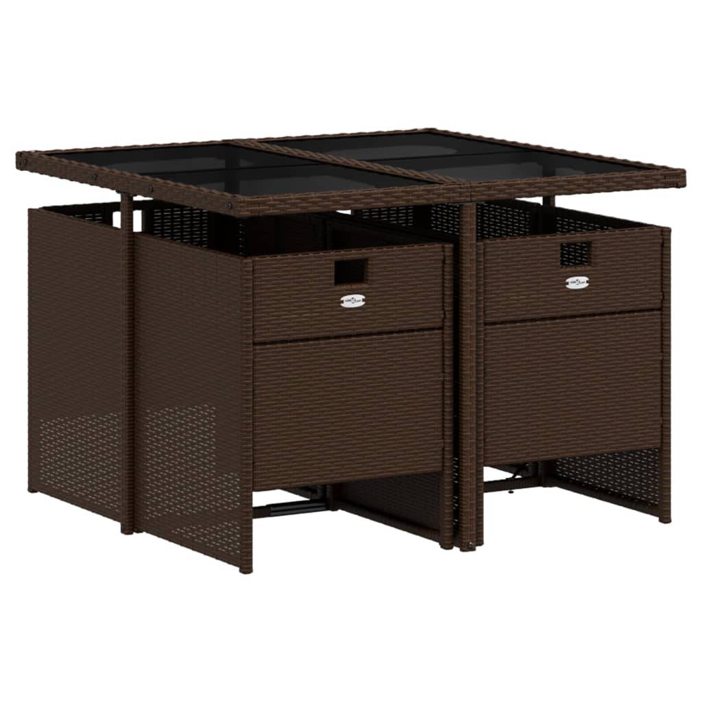 Maison Chic - Ensemble de 5 pcs table de jardin avec chaises - mobilier de jardin et coussins marron poly rotin-JU2656 - Image 3