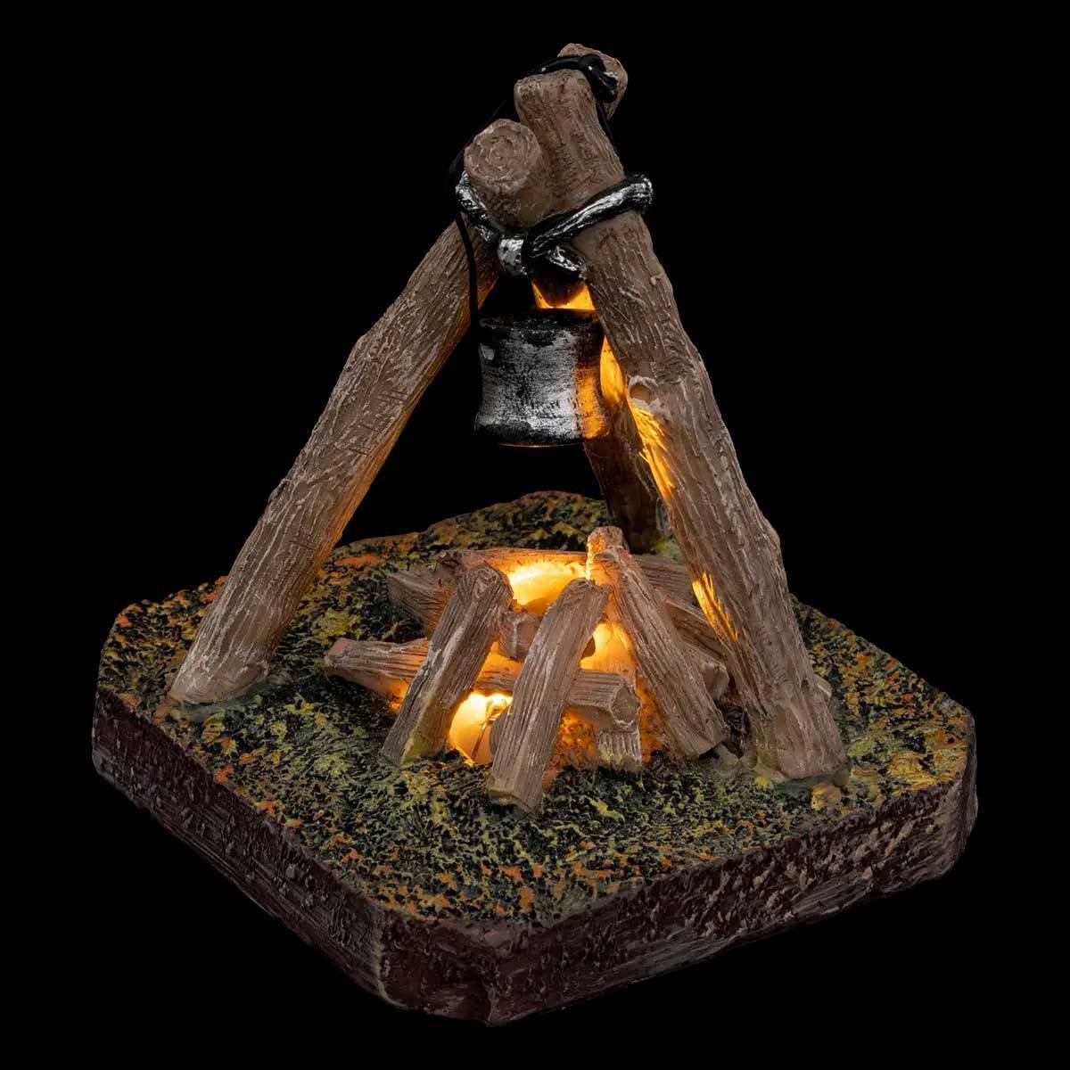 Accessoire Crèche de Noël "Coin du Feu" 10cm Marron - Image 2