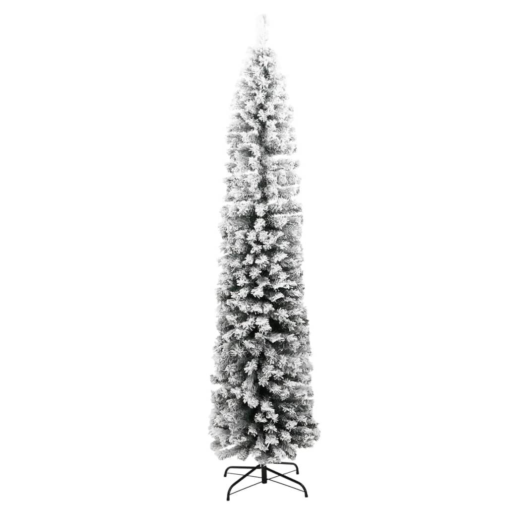 Sapin De Noël - Arbre de Noël artificiel mince flocon de neige vert 180 cm PVC - Image 1