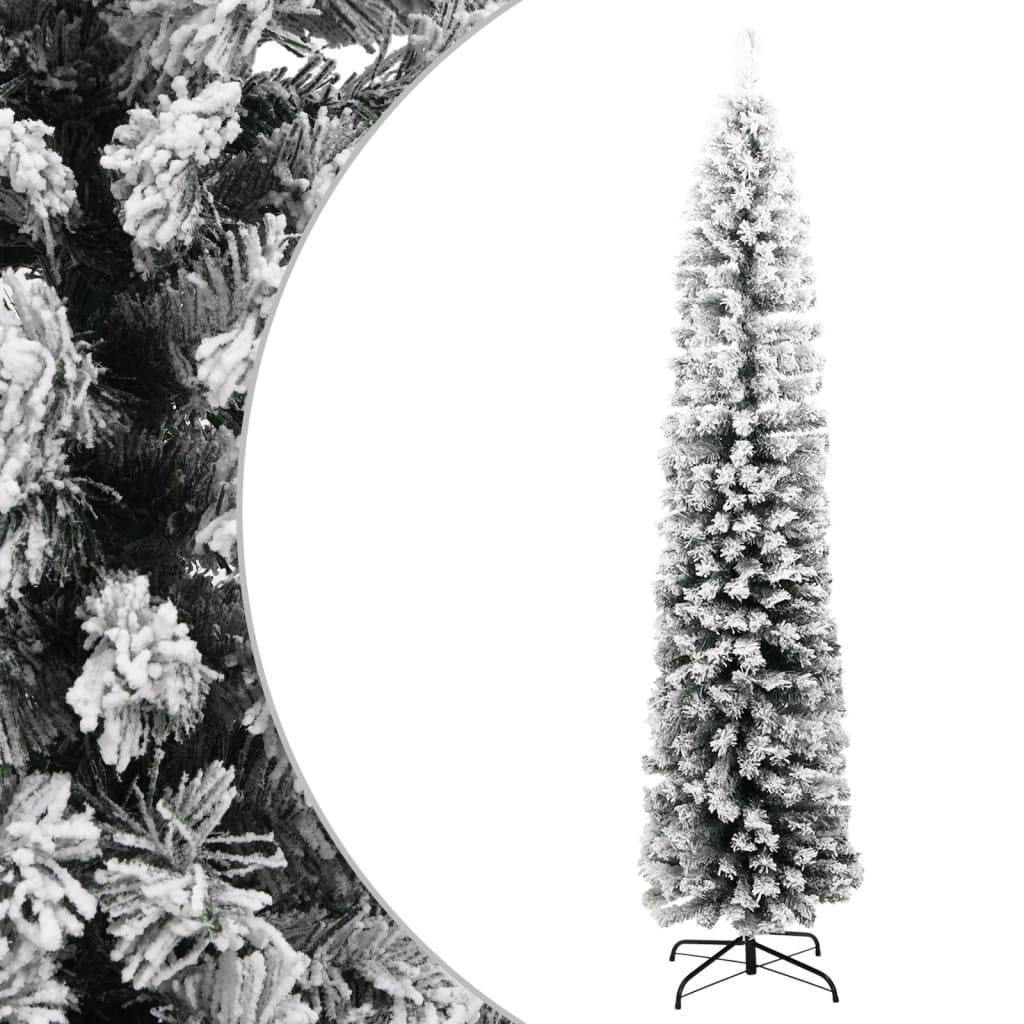 Sapin De Noël - Arbre de Noël artificiel mince flocon de neige vert 180 cm PVC - Image 2