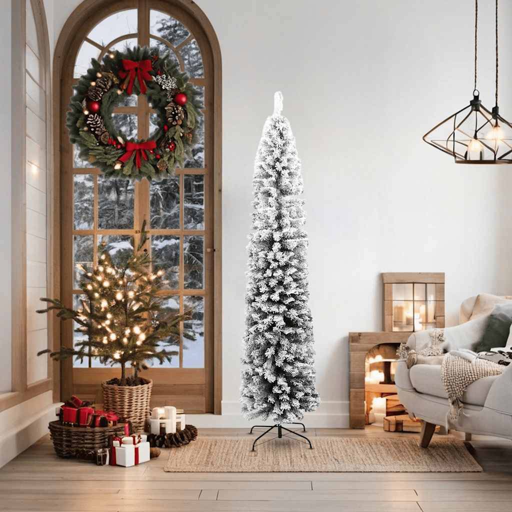 Sapin De Noël - Arbre de Noël artificiel mince flocon de neige vert 180 cm PVC - Image 7
