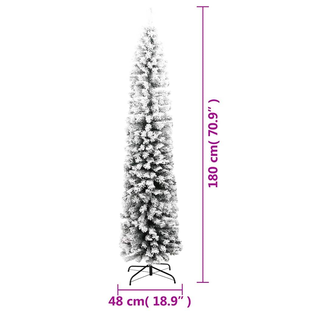 Sapin De Noël - Arbre de Noël artificiel mince flocon de neige vert 180 cm PVC - Image 6
