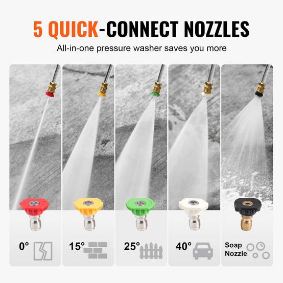 VEVOR Nettoyeur haute pression essence 3950 PSI, 10 L/min, pompe cuivre, 5 buses, pour surfaces variées. - Image 4