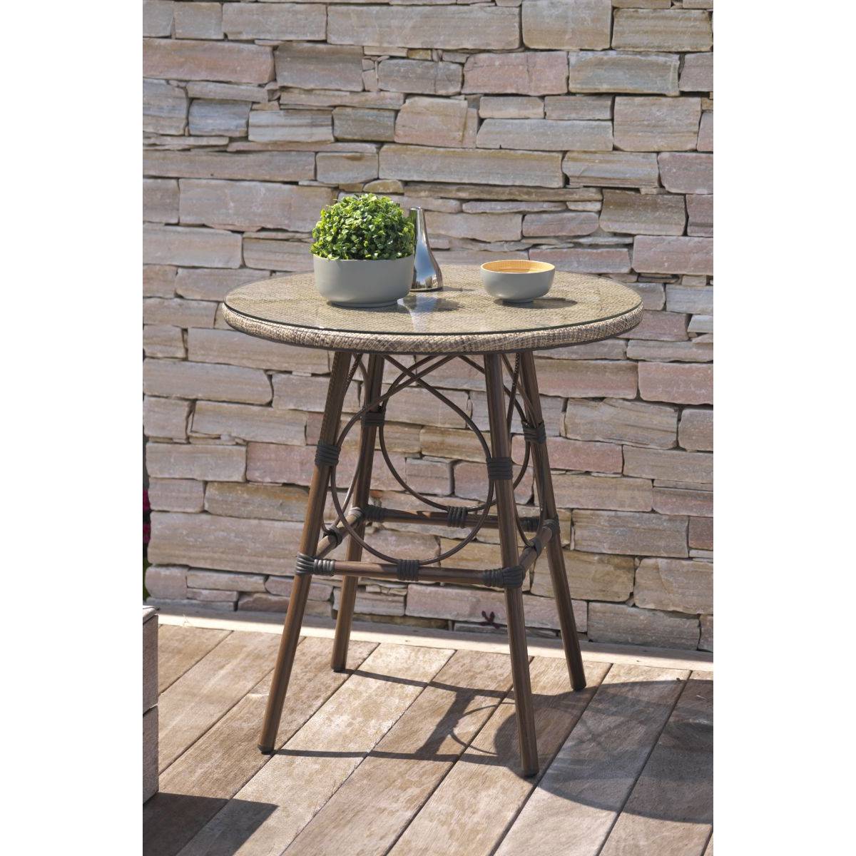 Dcb Garden - Table de jardin ronde en aluminium - Marron - USHUAIA - Image 6