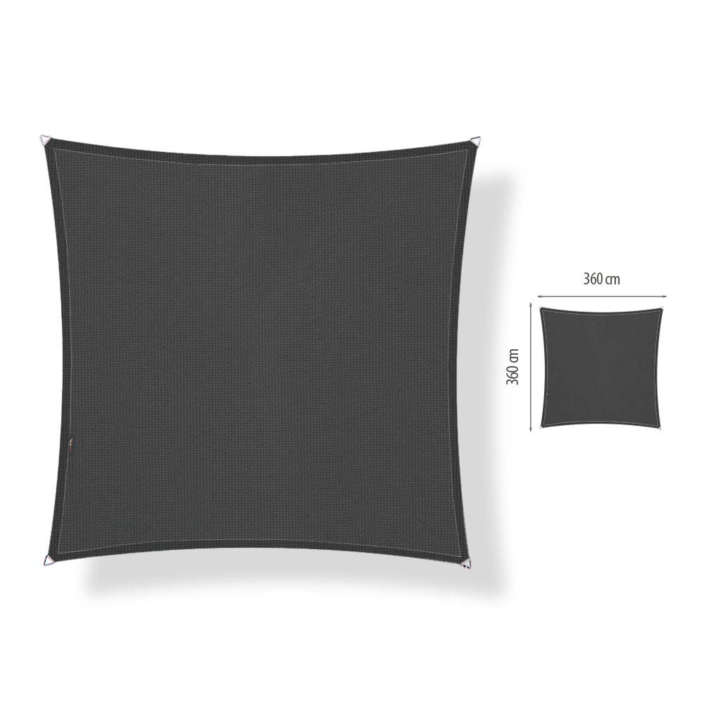 Voile d'ombrage perméable Carré 3,60x3,60 m Shadow Comfort Carbon Black - Image 1
