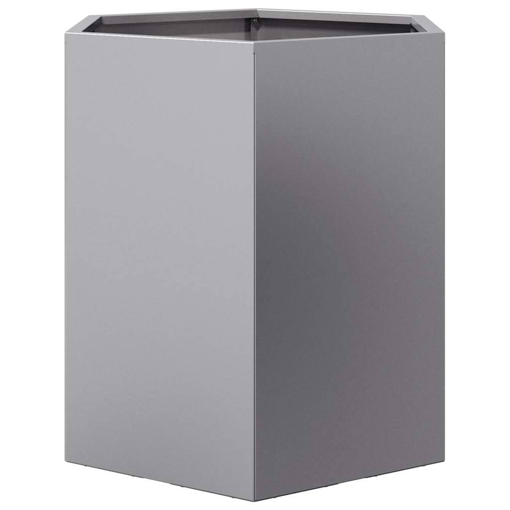 Jardinière hexagonale acier galvanisé gris 46 x 40 x 45 cm - PANGIVO - Image 4