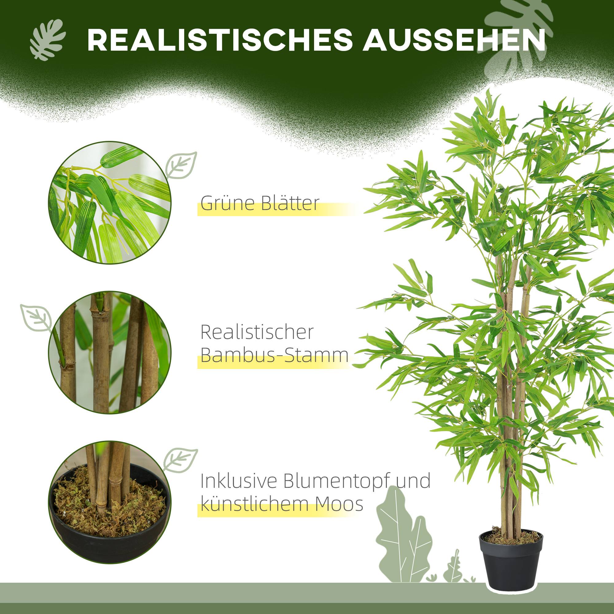 bambou artificiel, plante artificielle, plante décorative en pot, arbre artificiel, décoration d'arbre, 150 cm - Image 7