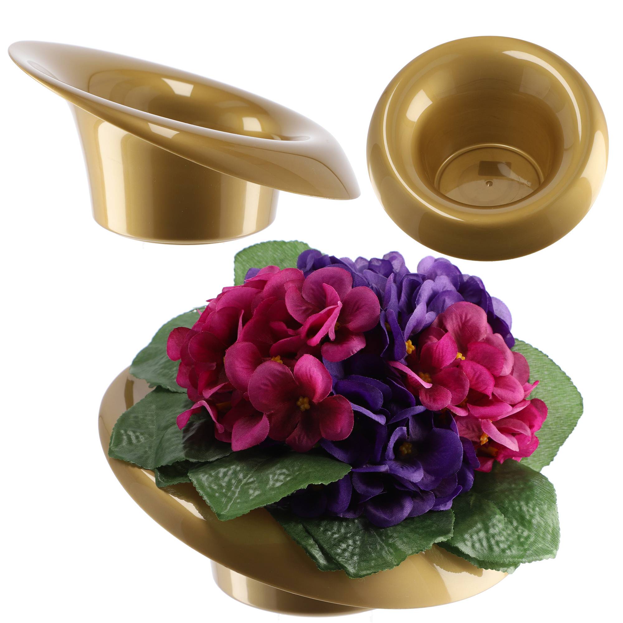 Cache Pot de Fleur Ikebana Composition Or 9 cm - Image 1