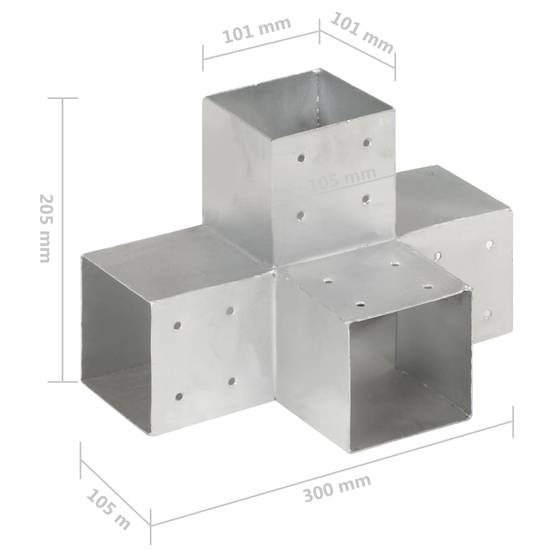 Connecteur de poteau métal galvanisé forme en X 101 x 101 mm, Poids :2.53kg - PANGIVO - Image 6