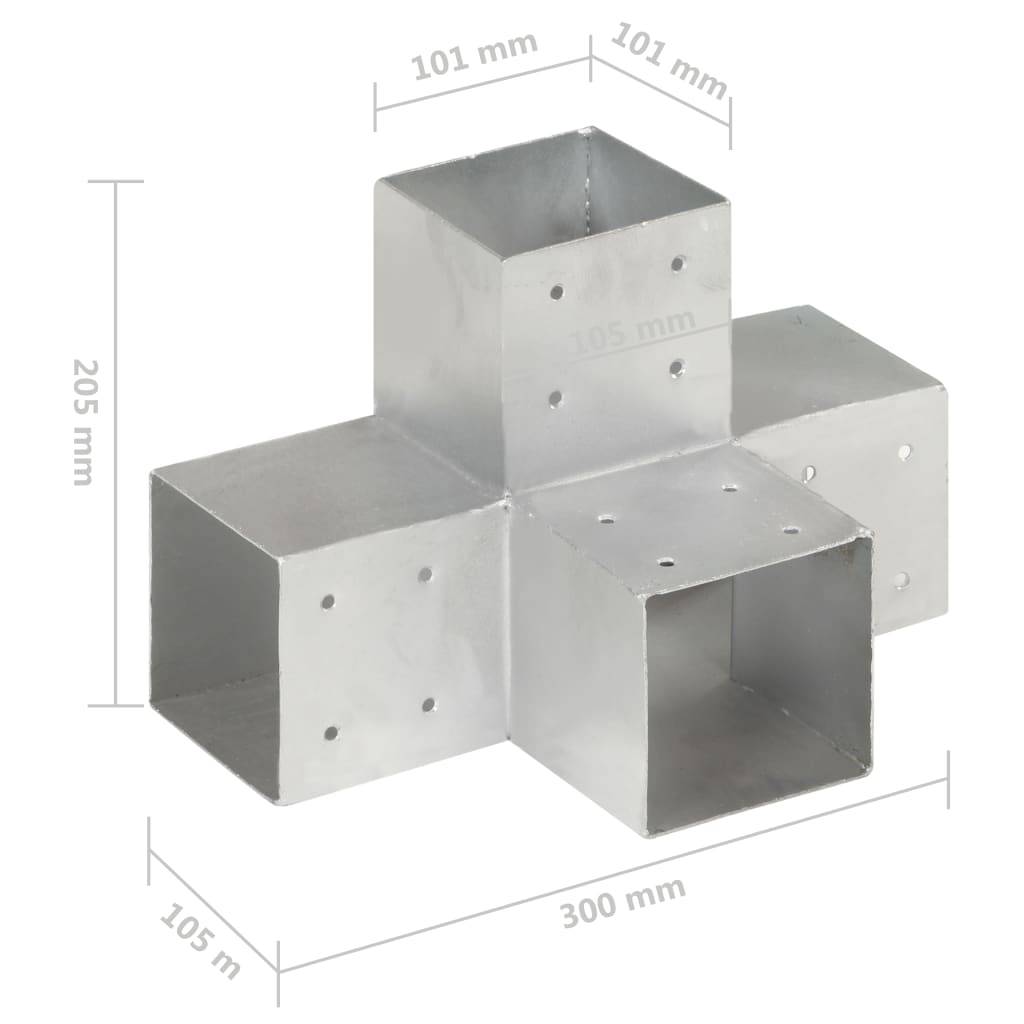 Connecteur de poteau métal galvanisé forme en X 101 x 101 mm, Poids :2.53kg - PANGIVO - Image 6
