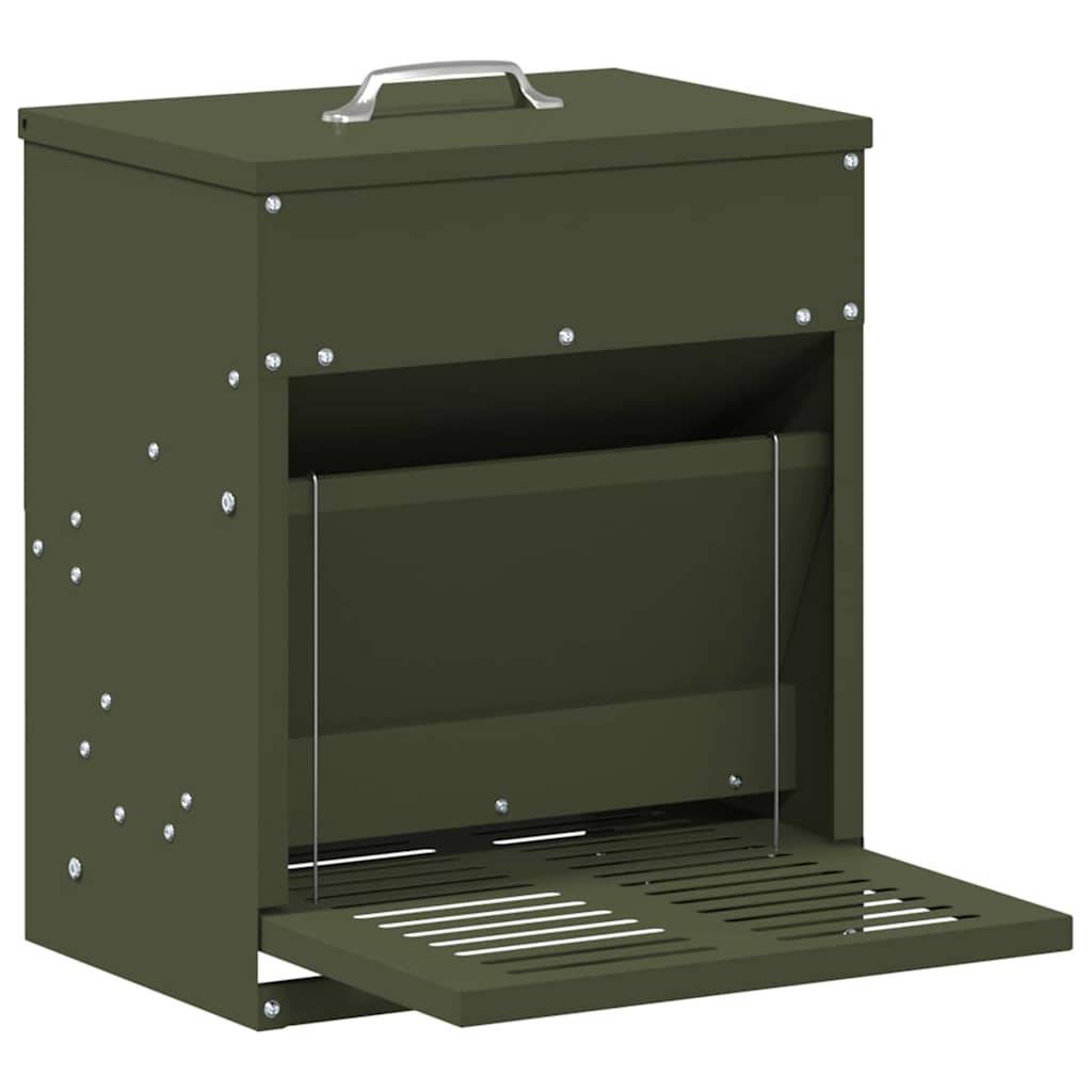 Nourrisseur Pédale Acier Volaille Sécurisé 10kg Vert Olive - ComfortXL Outdoor Living - Image 2