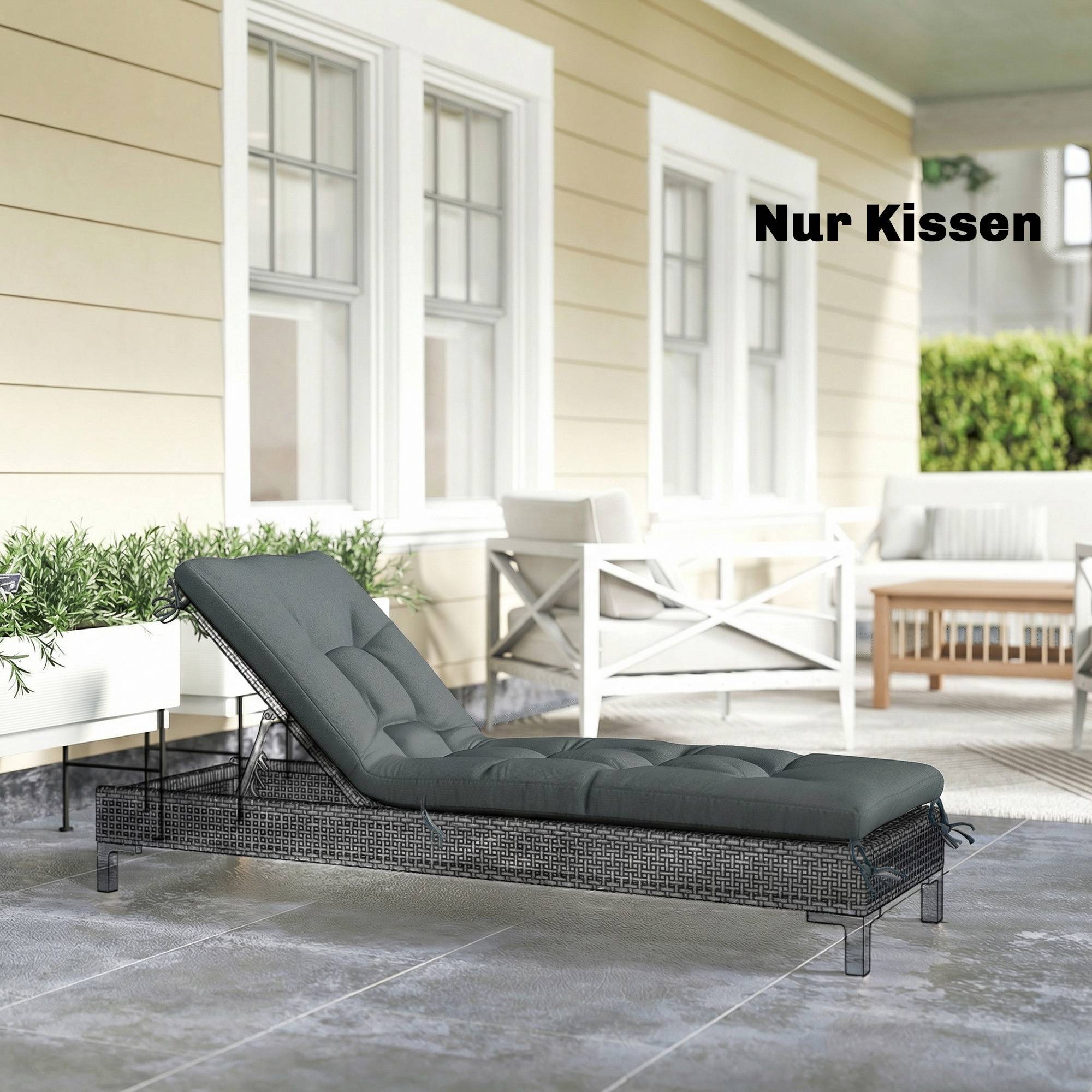 Coussin de palette amovible avec sangles de fixation, compatible avec la plupart des chaises longues, 198 x 65 x 13 cm, gris foncé - Image 4