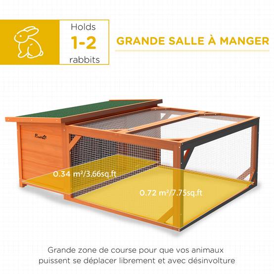 Clapier Extérieur avec Enclos Toit en Asphalte 125,5 x 100 x 49 cm - Image 6