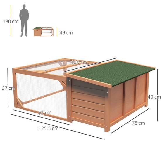 Clapier Extérieur avec Enclos Toit en Asphalte 125,5 x 100 x 49 cm - Image 5