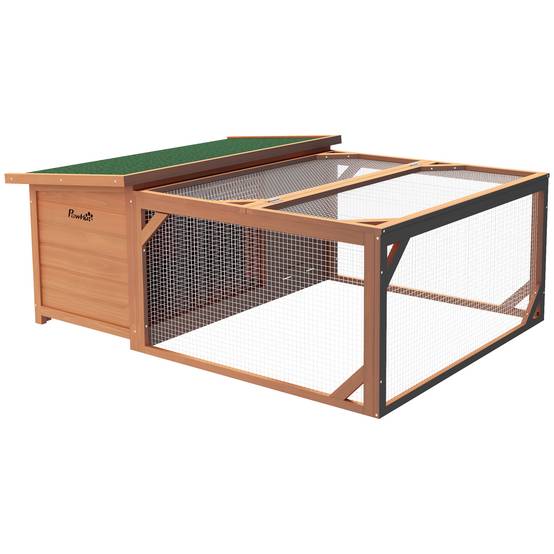 Clapier Extérieur avec Enclos Toit en Asphalte 125,5 x 100 x 49 cm - Image 2