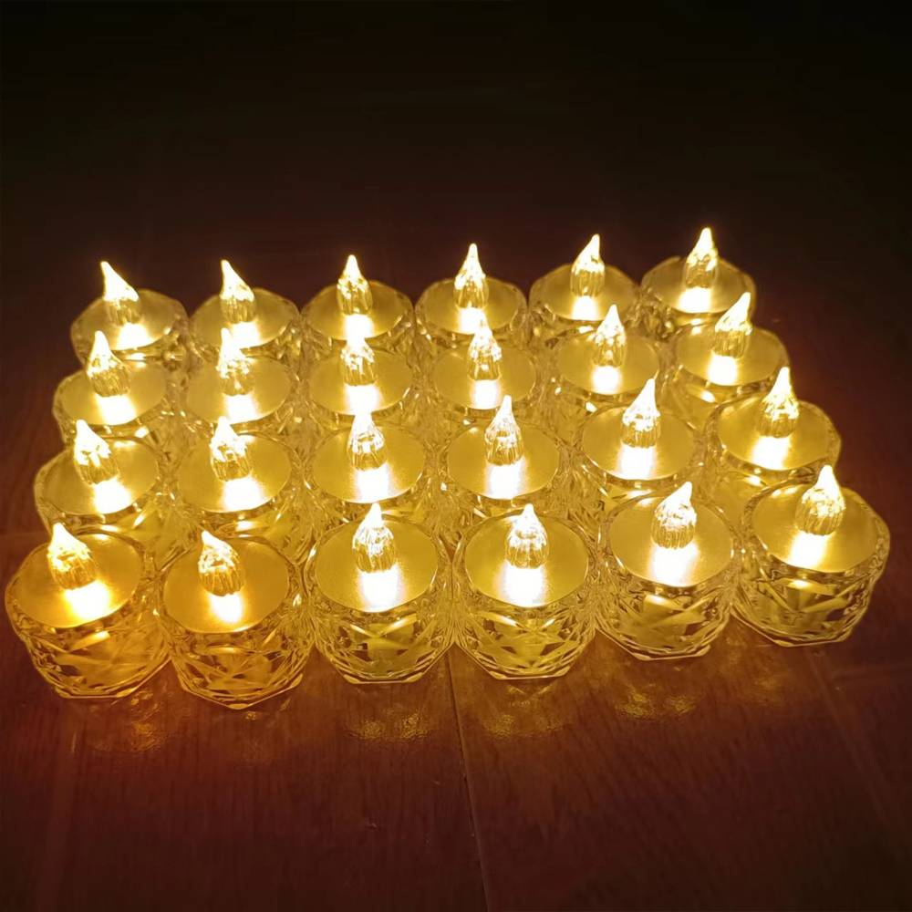 24 bougies cristal LED sans flamme à piles, lumière chaude décorative pour mariages, Noël, dîner romantique, table, décoration de vase - Image 9