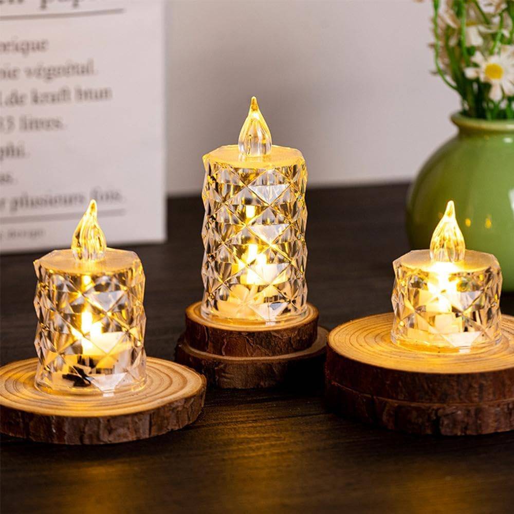 24 bougies cristal LED sans flamme à piles, lumière chaude décorative pour mariages, Noël, dîner romantique, table, décoration de vase - Image 4