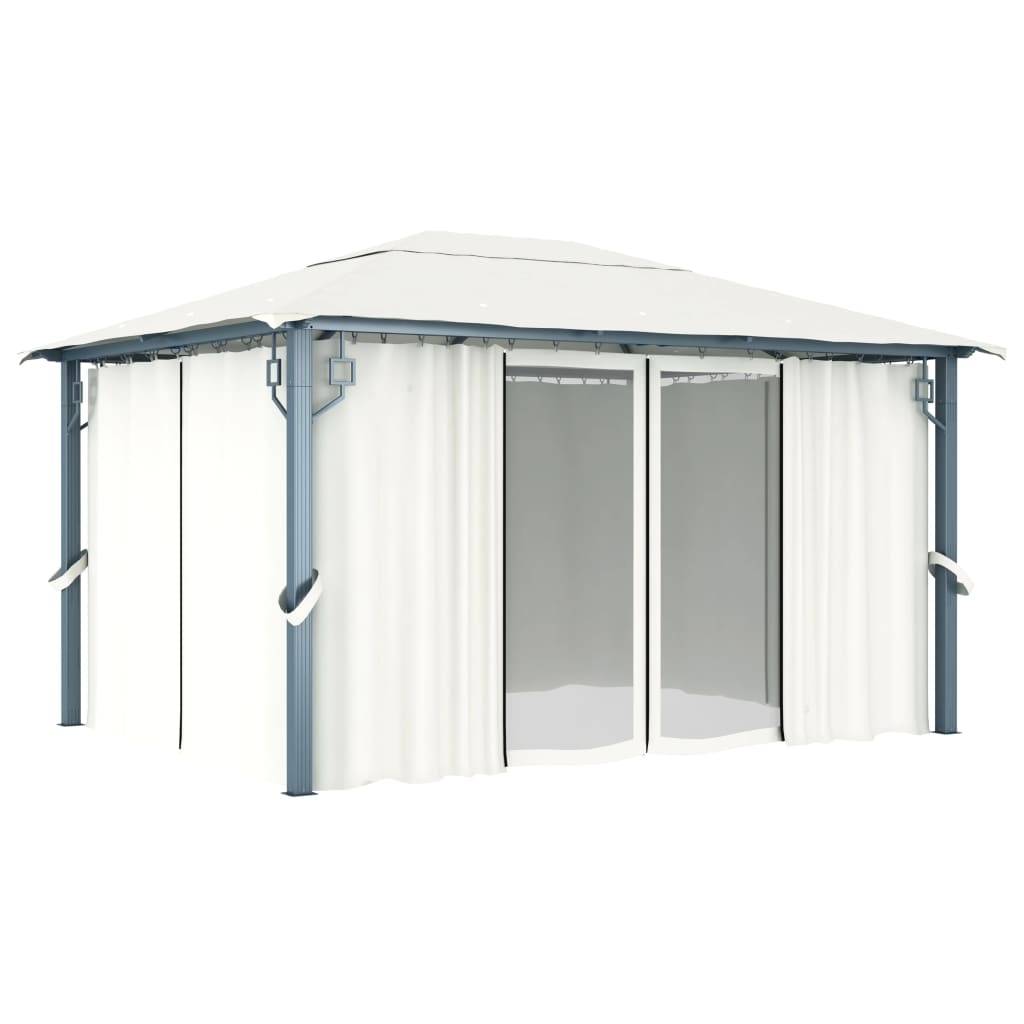 PANGIVO - Tonnelle aluminium crème 400 x 300 x 270 cm avec rideaux - PANGIVO - Image 2